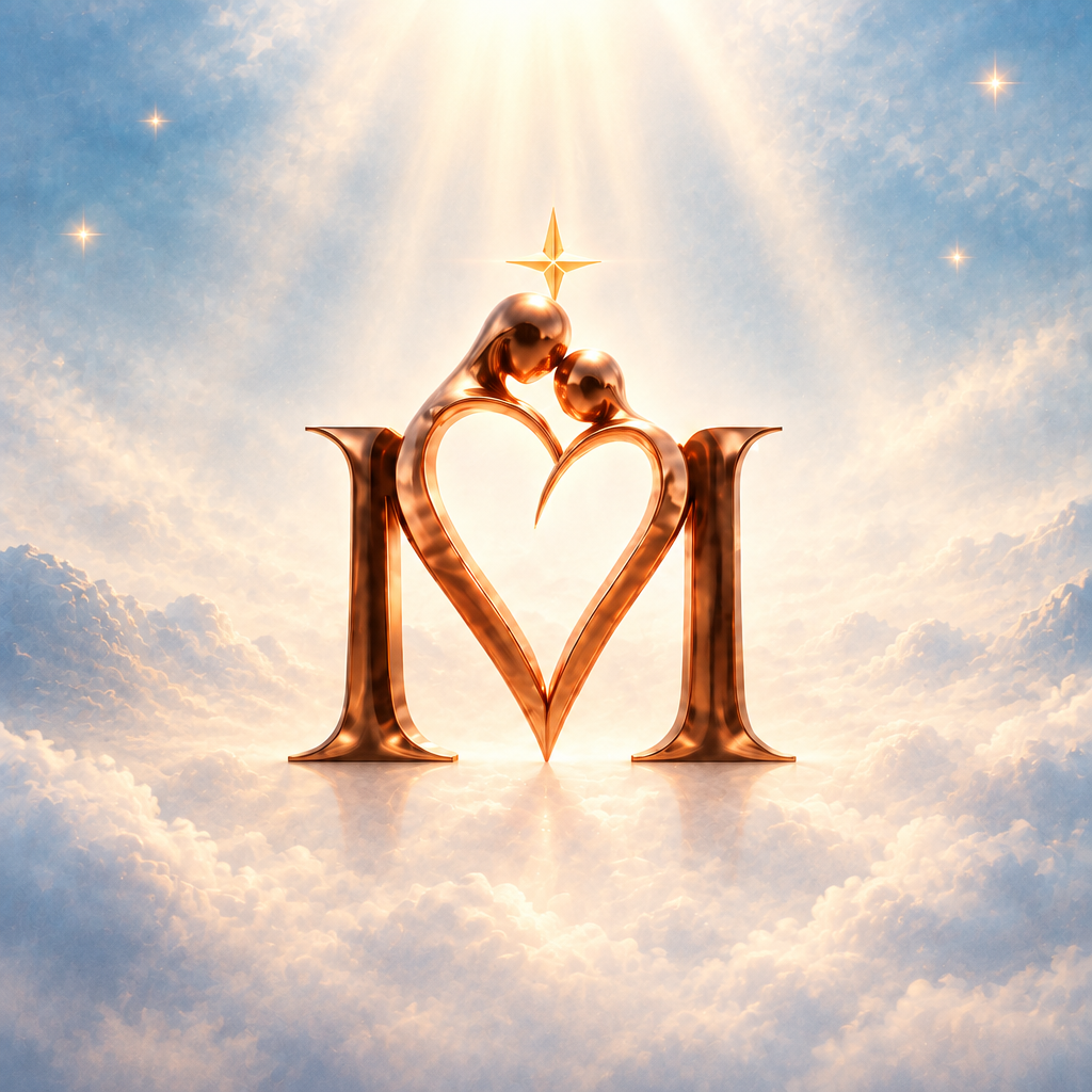 Copper M with a heart and star